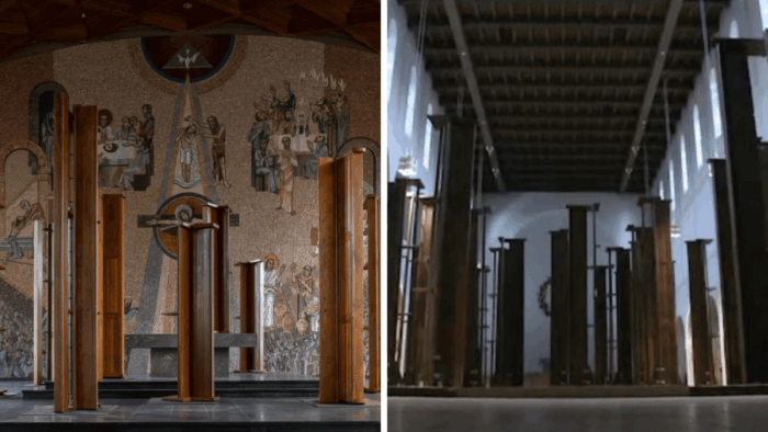 Comparison photo of the two installations. 